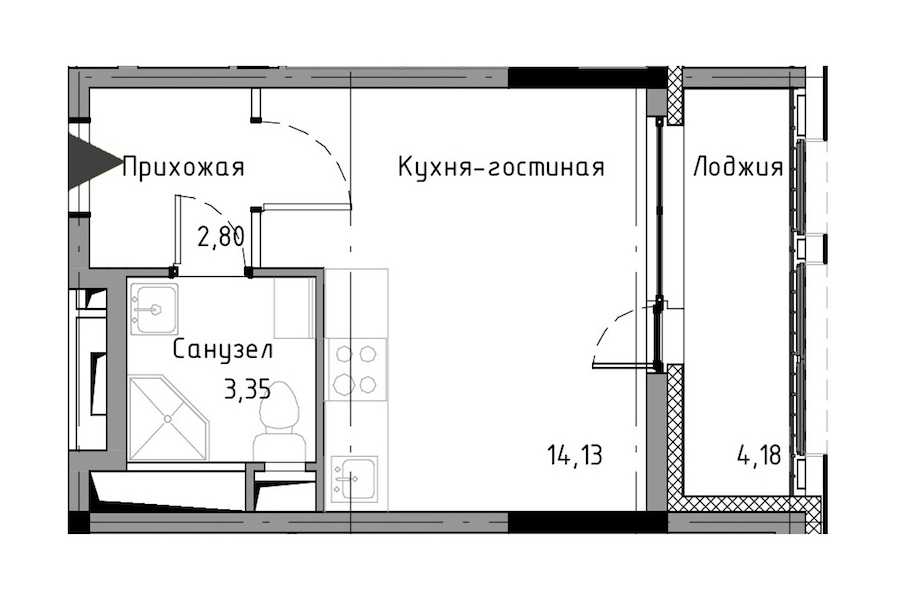 Студия в : площадь 22.37 м2 , этаж: 5 - 7 – купить в Санкт-Петербурге